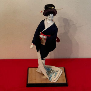 Vintage Japanese Geisha Doll Glass Eyes 16"